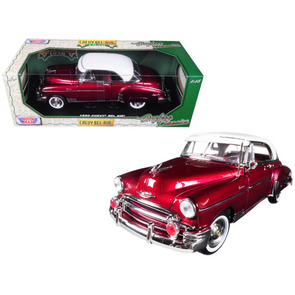 1950-chevrolet-bel-air-burgundy-with-white-roof-1-18-diecast-model-car