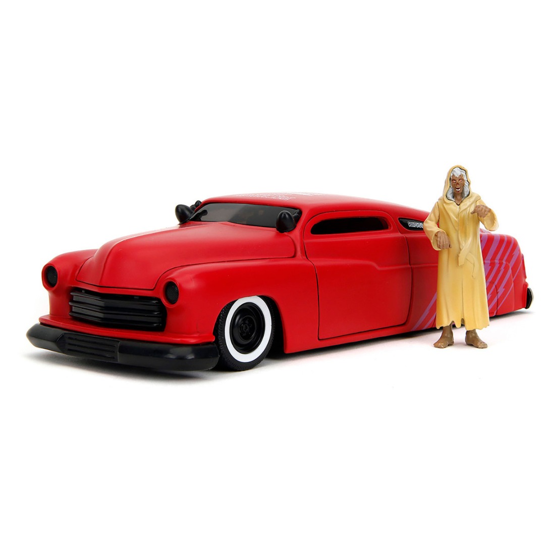 1951 Mercury Matt Red with Purple Stripes and Creep Diecast Figure "Creepshow" (1982) Movie "Hollywood Rides" Series 1/24 Diecast Model Car