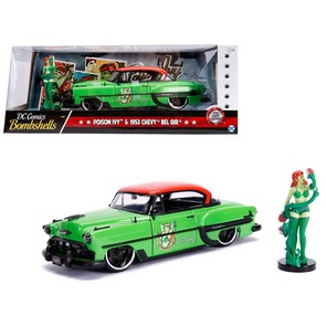 1953-chevrolet-bel-air-green-with-poison-ivy-figure-dc-comics-bombshells-1-24-diecast