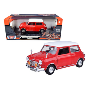 1961-1967-morris-mini-cooper-red-with-white-top-timeless-legends-1-18-diecast-model-car-by-motormax