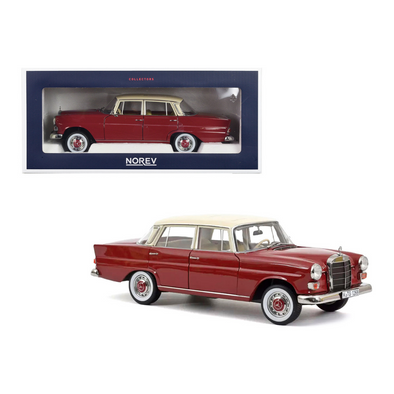 1966-mercedes-benz-200-red-with-beige-top-1-18-diecast-model-car-by-norev