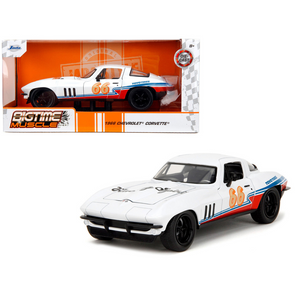 1966 Chevrolet Corvette #66 "Racing Spirit" White with Graphics "Bigtime Muscle" Series 1/24 Diecast Model Car