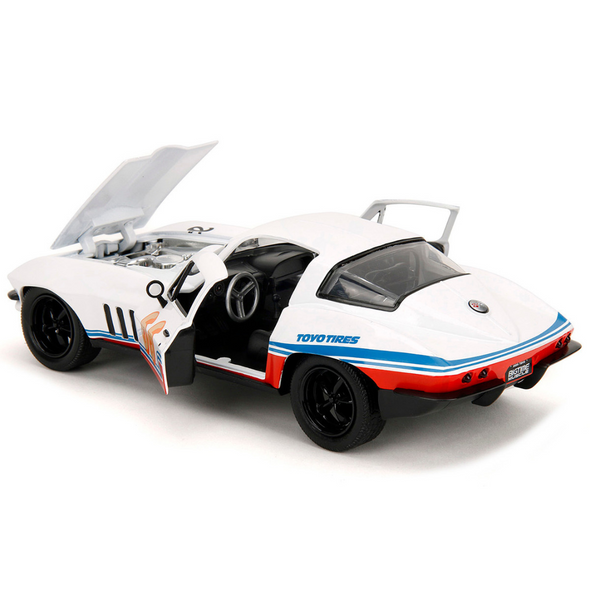 1966-chevrolet-corvette-66-racing-spirit-white-with-graphics-bigtime-muscle-series-1-24-diecast-model-car