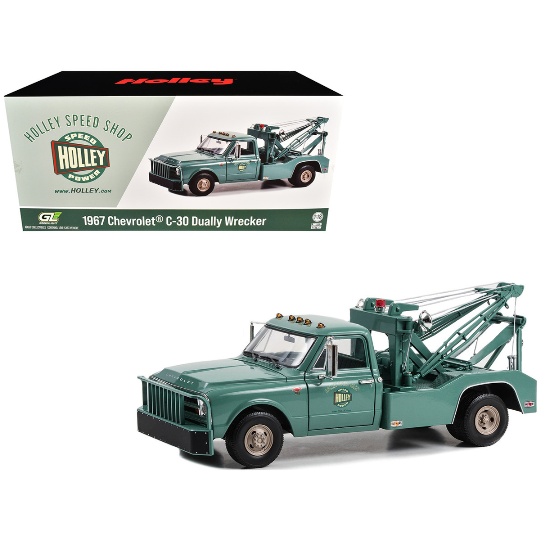 1967 Chevrolet C-30 Dually Wrecker Tow Truck "Holley Speed Shop" Green 1/18 Diecast Model Car