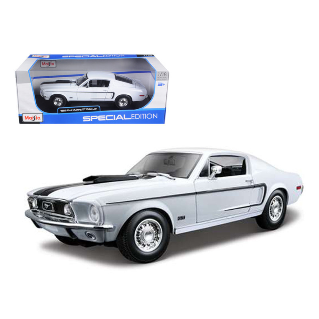 1968 Ford Mustang CJ Cobra Jet White 1/18 Diecast Model Car