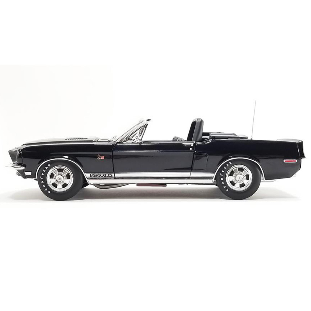 1968 Shelby GT500 KR Convertible Black with White Stripes Limited Edition to 480 pieces Worldwide 1/18 Diecast Model Car