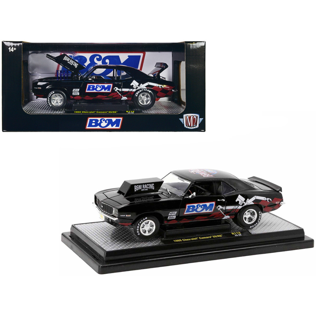 1969 Chevrolet Camaro SS/RS Black "B&M Racing" Limited Edition 1/24 Diecast Model Car