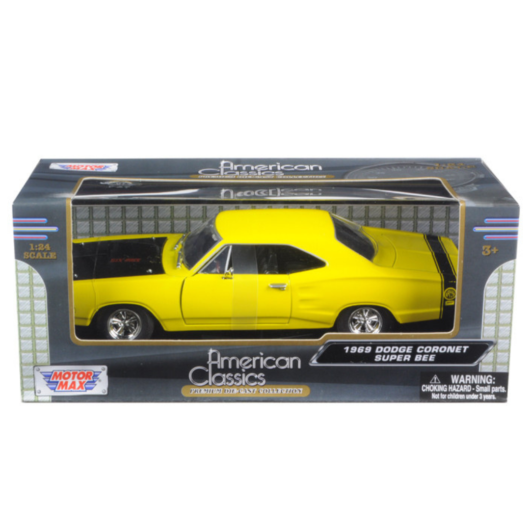 1969 Dodge Coronet Super Bee Yellow 1/24 Diecast Car Model