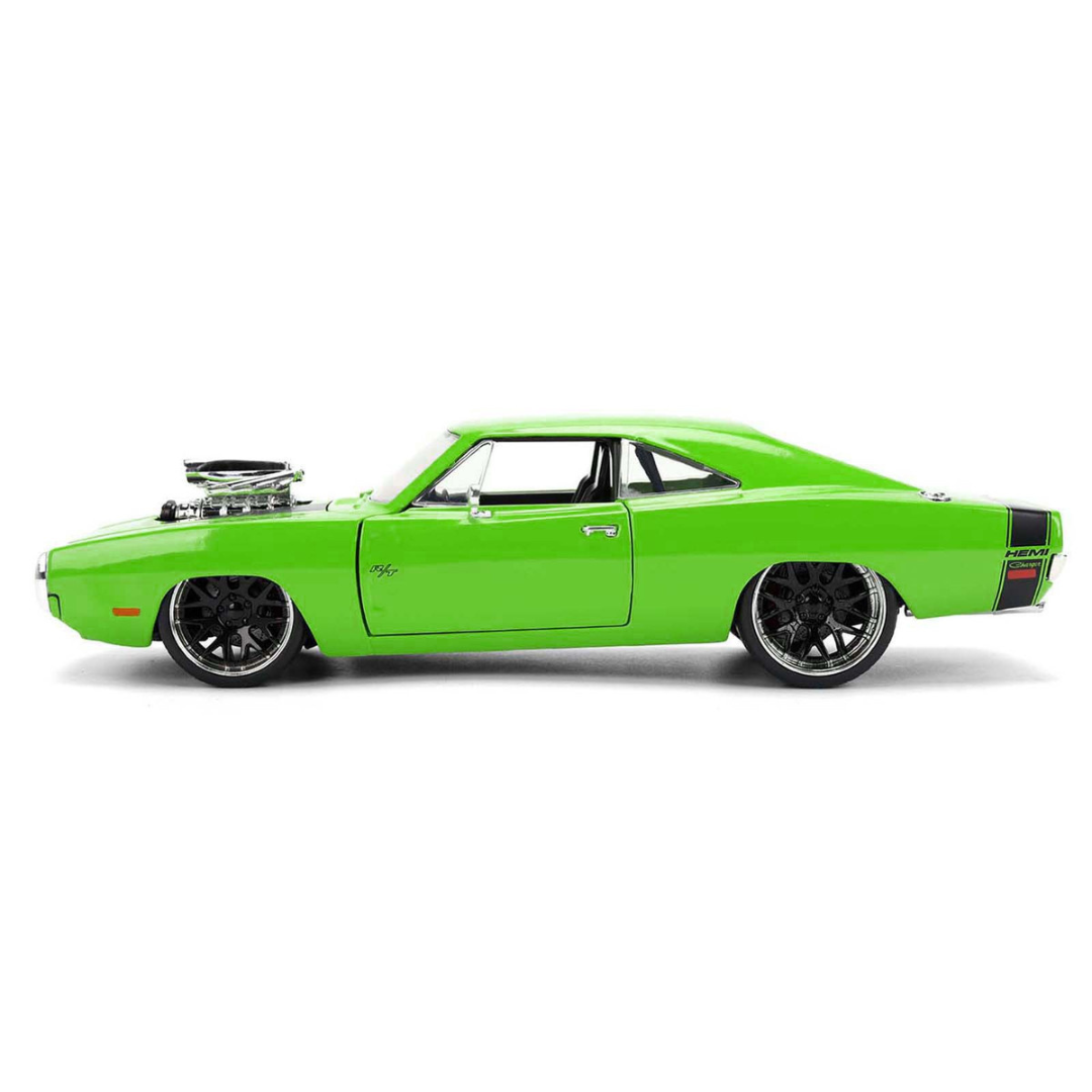1970 Dodge Charger R/T Bright Green with Black Tail Stripe "Bigtime Muscle" Series 1/24 Diecast Model Car