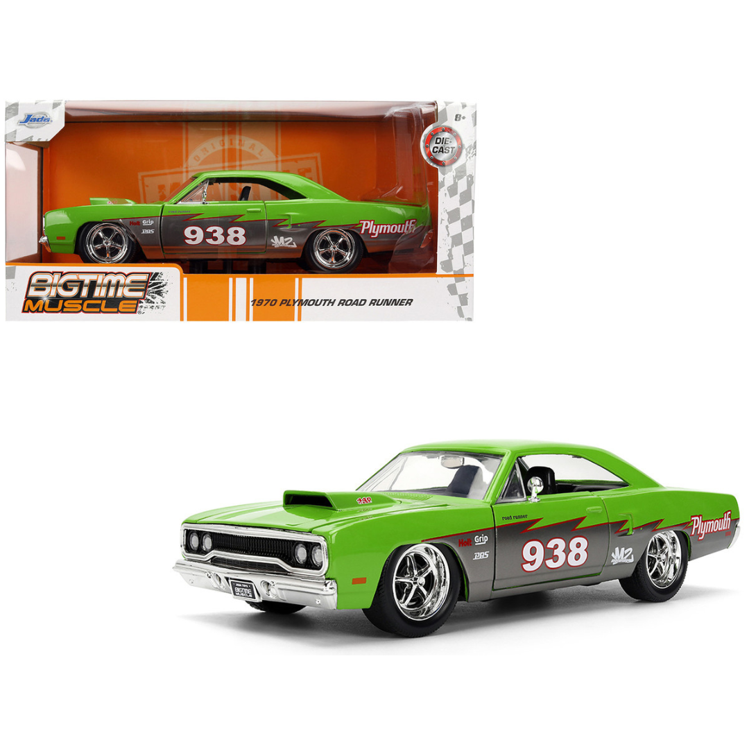 1970 Plymouth Road Runner #938 Green and Gray Metallic "Bigtime Muscle" Series 1/24 Diecast Model Car