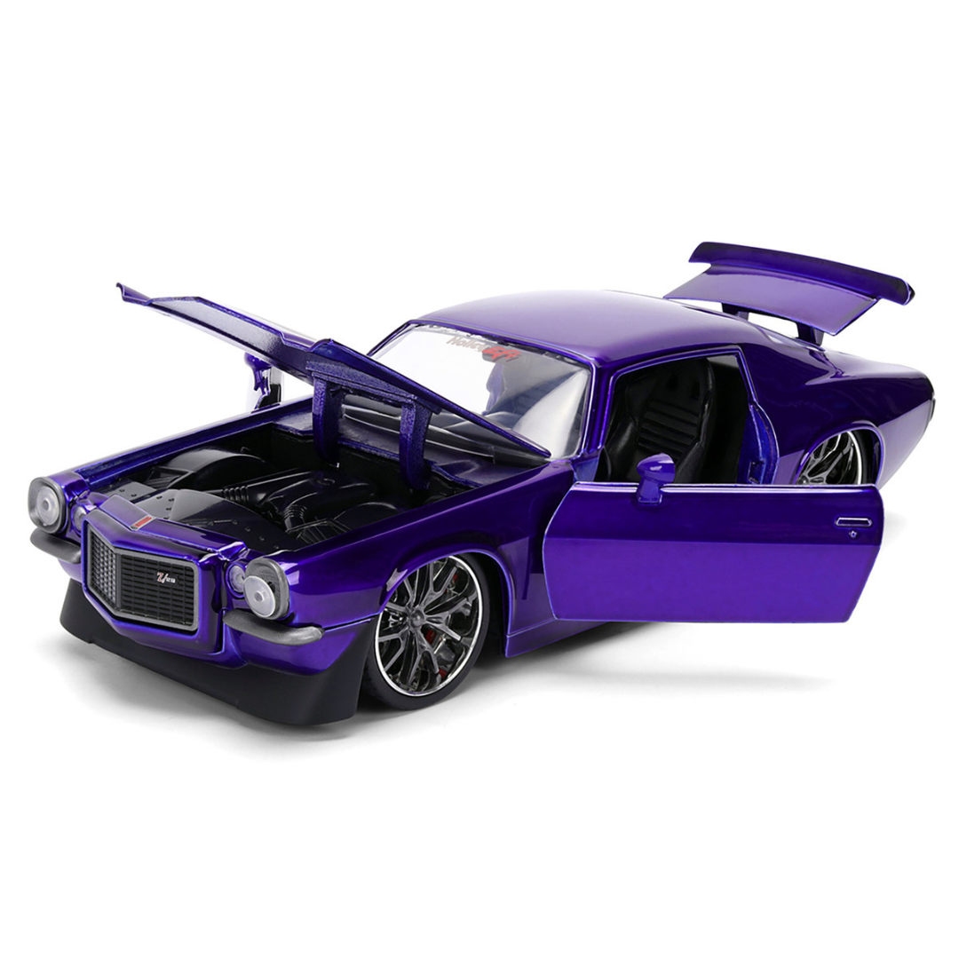 1971 Chevrolet Camaro Z/28 Purple Metallic with Black Hood "Bigtime Muscle" Series 1/24 Diecast Model Car