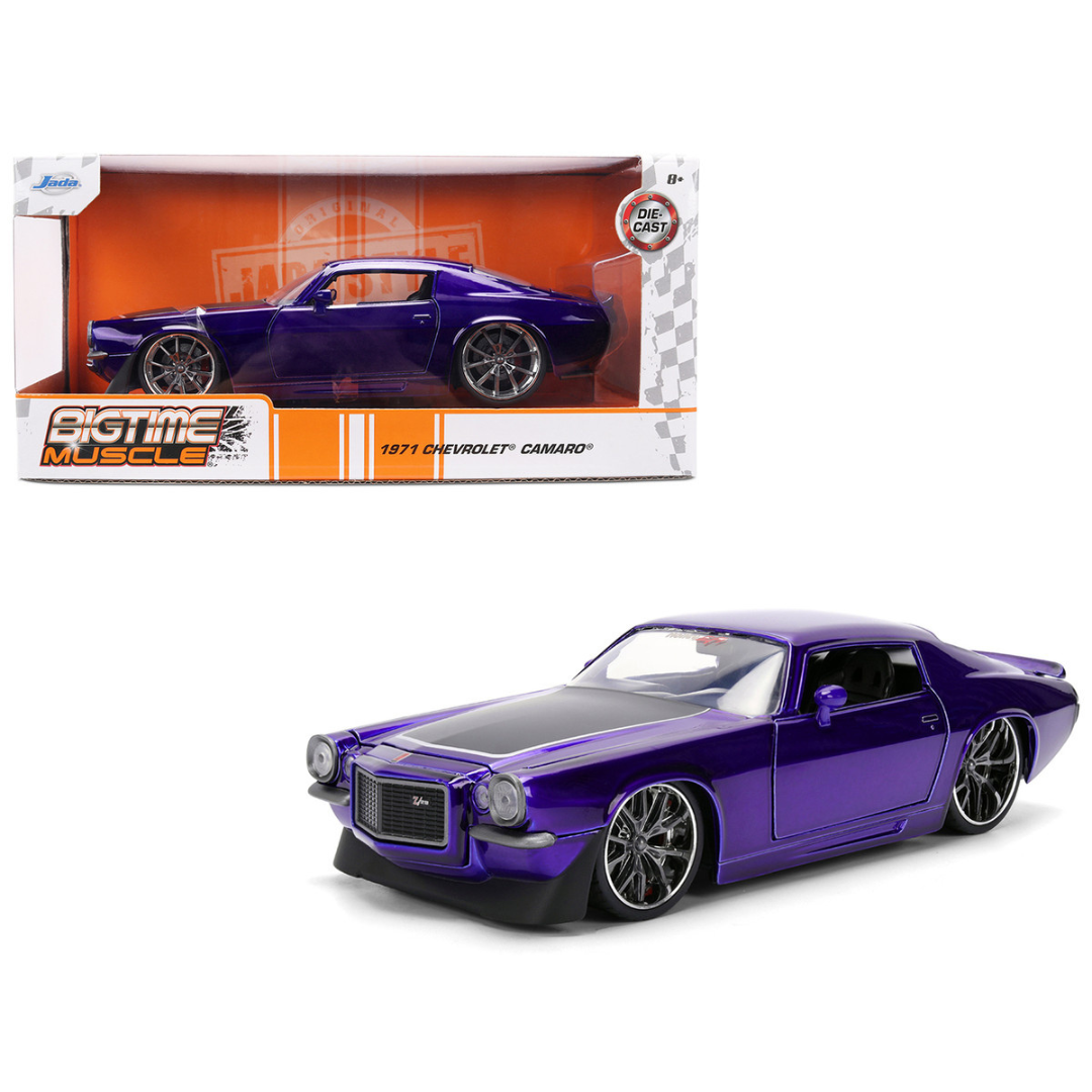 1971 Chevrolet Camaro Z/28 Purple Metallic with Black Hood "Bigtime Muscle" Series 1/24 Diecast Model Car