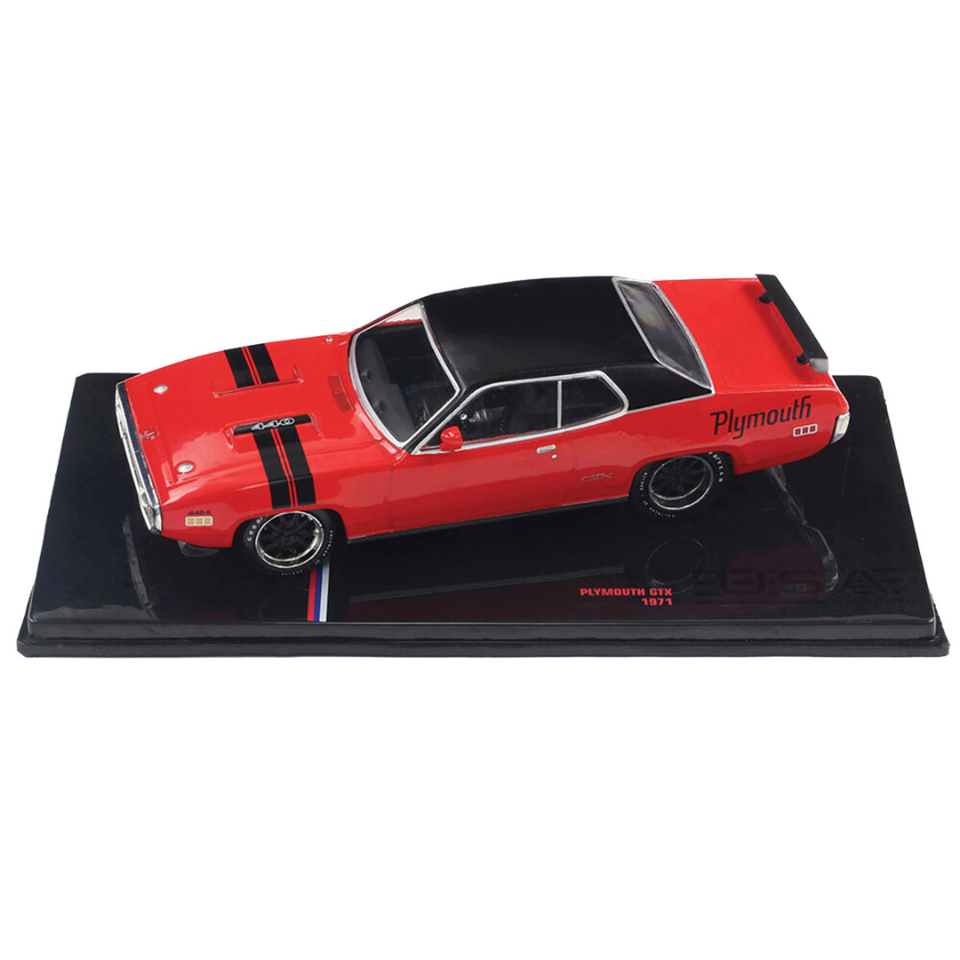 1971 Plymouth GTX Rally Red with Black Top and Stripes 1/43 Diecast Model