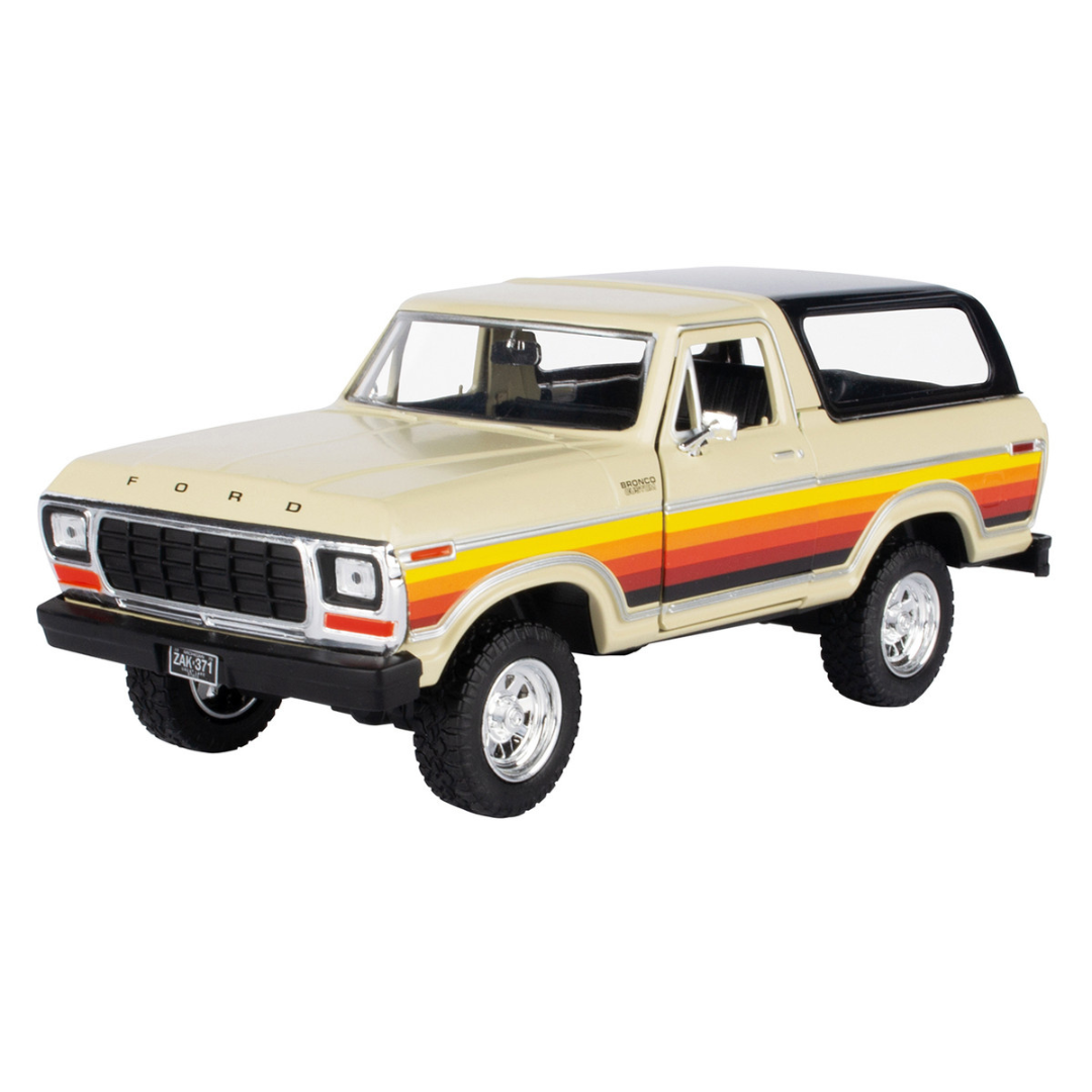 1978 Ford Bronco Custom Cream with Stripes and Black Top "Platinum Collection" Series 1/24 Diecast Model Car