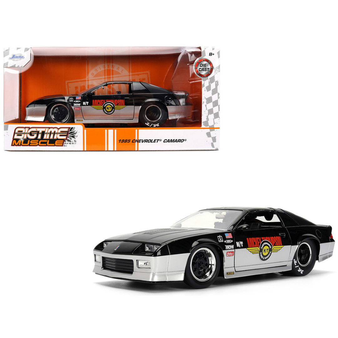 1985 Chevrolet Camaro Z28 "Mickey Thompson" Black and Silver Metallic "Bigtime Muscle" Series 1/24 Diecast Model Car