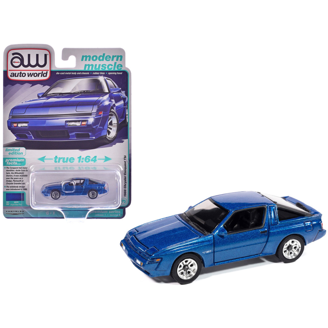 1988 Chrysler Conquest TSi Bright Blue Metallic "Modern Muscle" Series 1/64 Diecast Model Car
