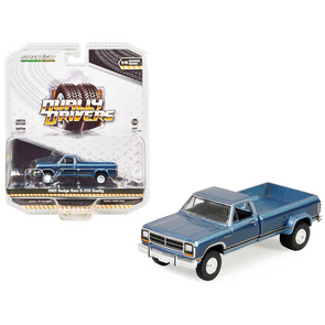 1989-dodge-ram-d-350-dually-pickup-truck-twilight-blue-metallic-and-ice-blue-metallic-dually-drivers-series-14-1-64-diecast-model-car