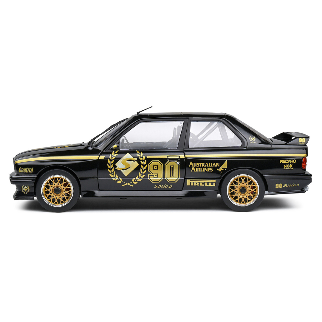 1990-bmw-e30-m3-black-solido-90th-anniversary-livery-limited-edition-competition-series-1-18-diecast-model-car-by-solido