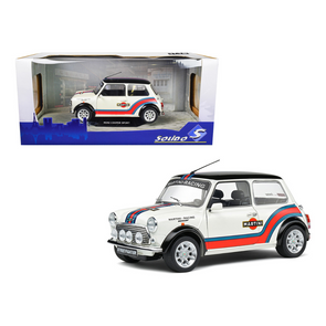 1998-mini-cooper-sport-white-metallic-with-black-top-and-stripes-martini-racing-1-18-diecast-model-car-by-solido