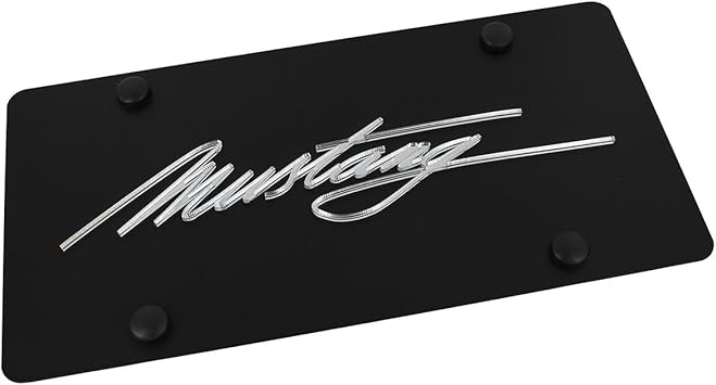 Ford Mustang Script Carbon Steel license Plate