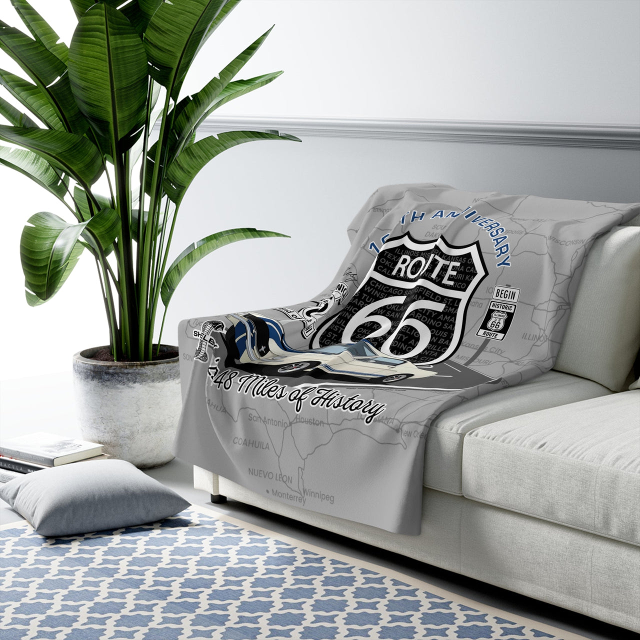 Shelby GT350 Route 66 100th Anniversary Sherpa Blanket (50 x 60 Inches)