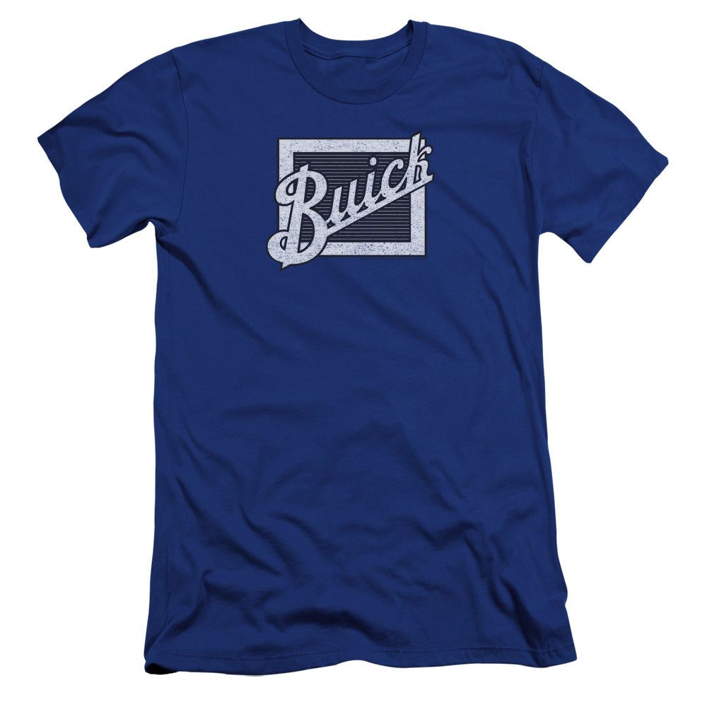 Buick Distressed Emblem Premium Canvas Adult Slim Fit Tee Royal