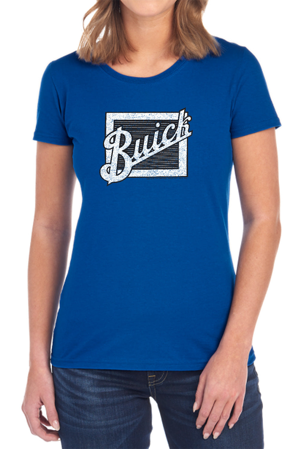 Buick Distressed Emblem Women's Tee Royal