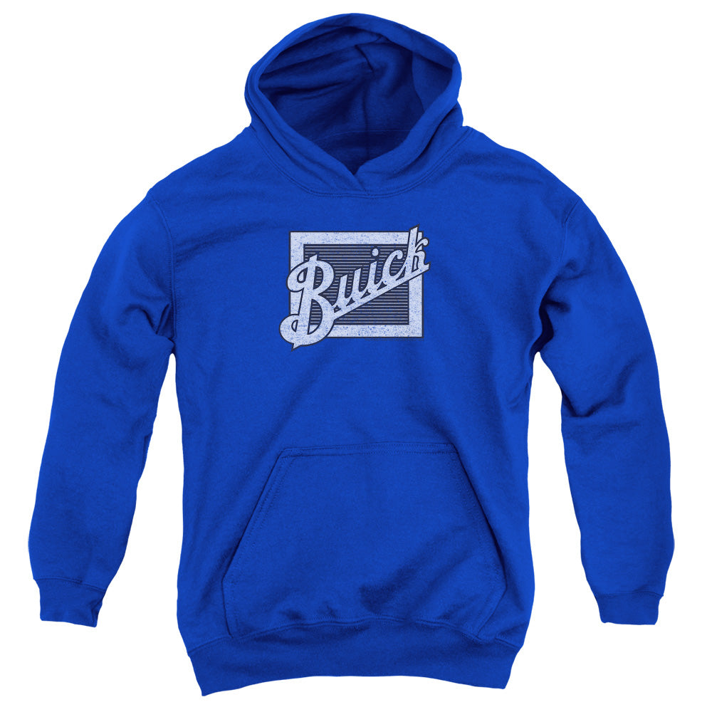 Buick Distressed Emblem Youth Hooded Sweatshirt Royal