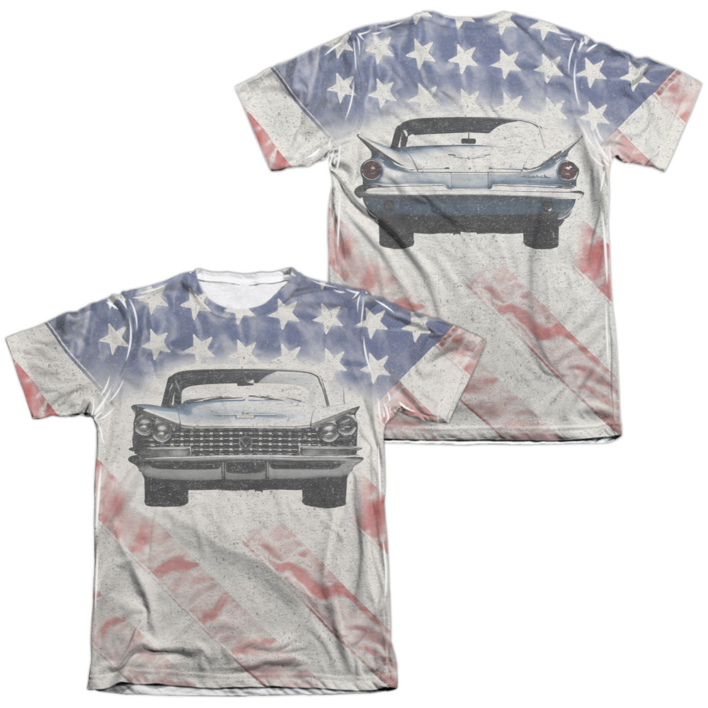 Buick 1959 Electra Flag Front Back Print Adult Regular Fit Short Sleeve 65/35 Poly/Cotton White