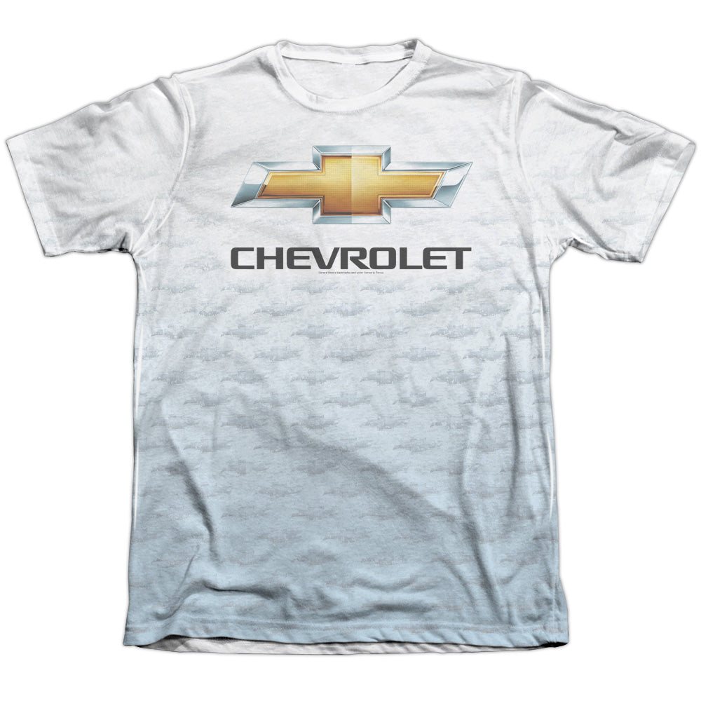 Chevrolet Logo Repeat-Adult Regular Fit Short Sleeve 65/35 Poly/Cotton-White