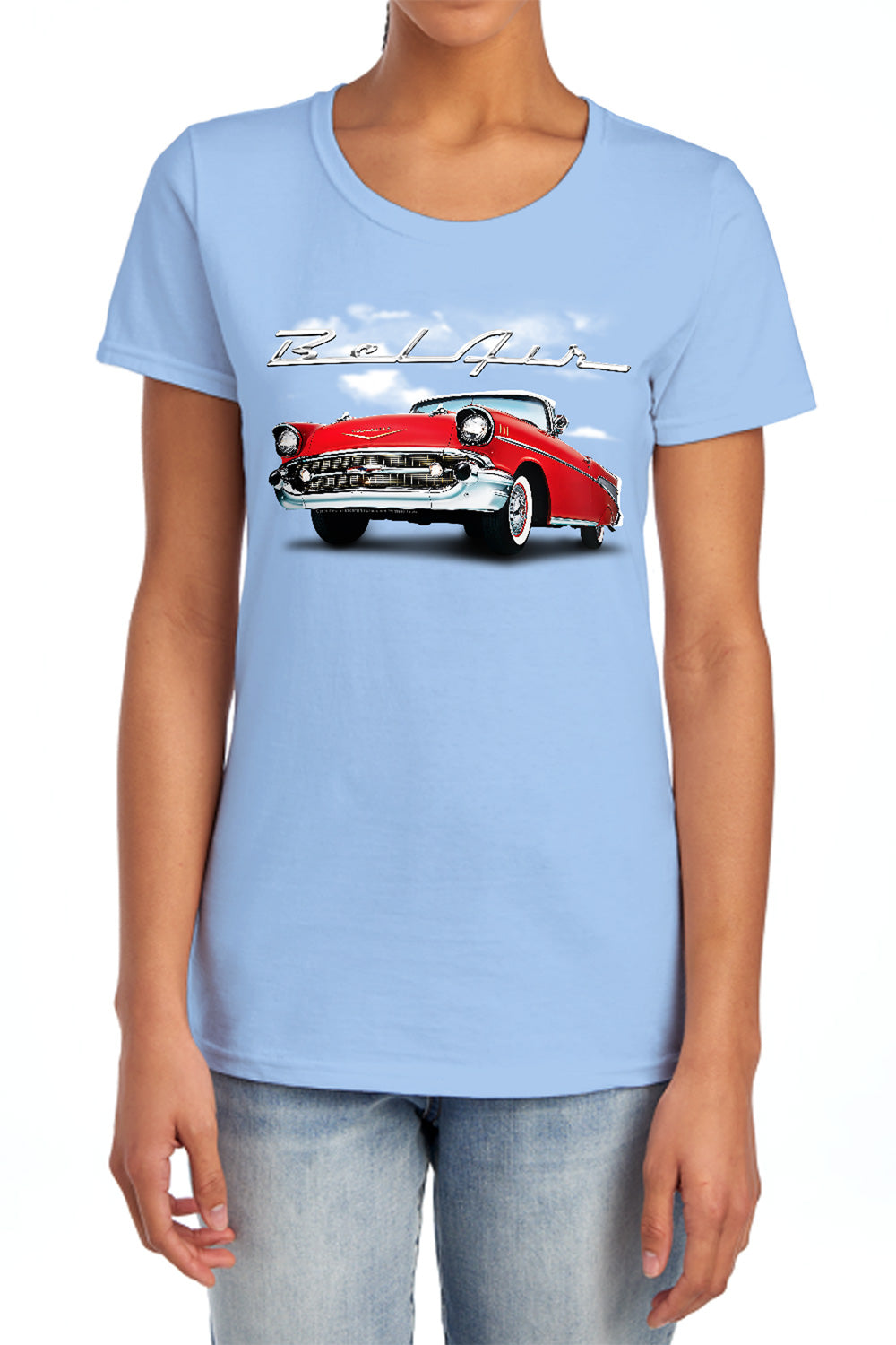 Chevrolet Bel Air Clouds-Women's Short Sleeve-Light Blue