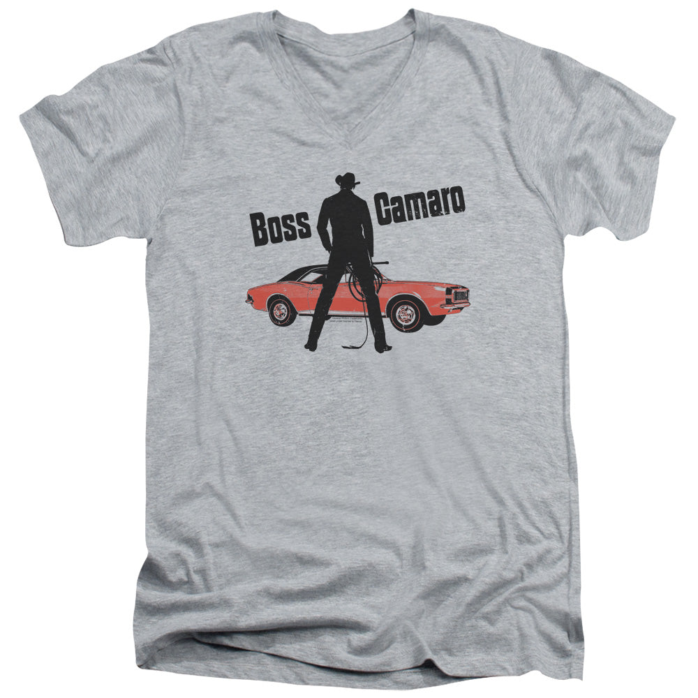 Chevrolet Boss Camaro-Adult Slim Fit V Neck Cotton-Athletic Heather