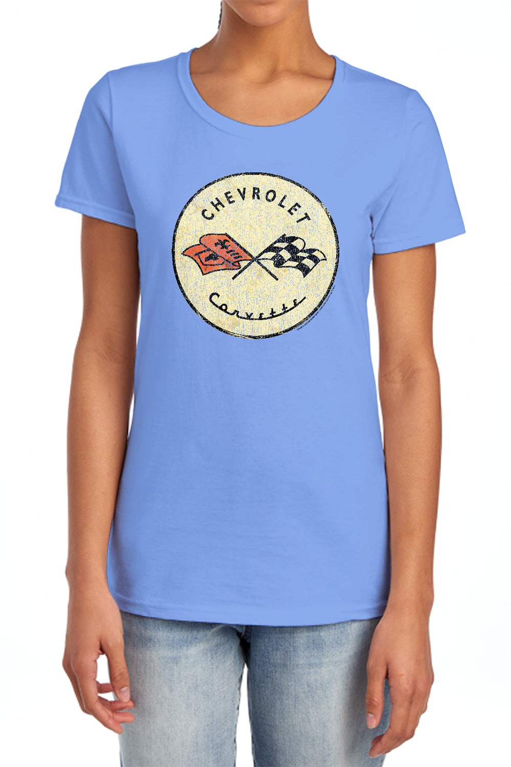Chevrolet C1 Corvette Old Vette-Women's Short Sleeve-Carolina Blue