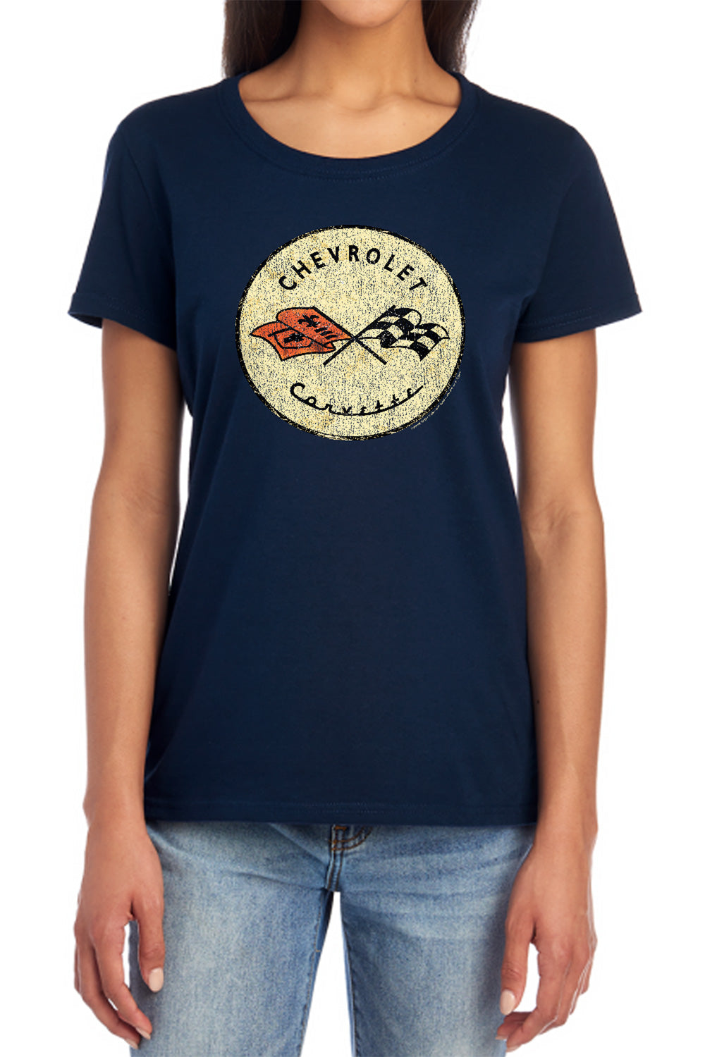 Chevrolet C1 Corvette Old Vette-Women's Short Sleeve-Navy