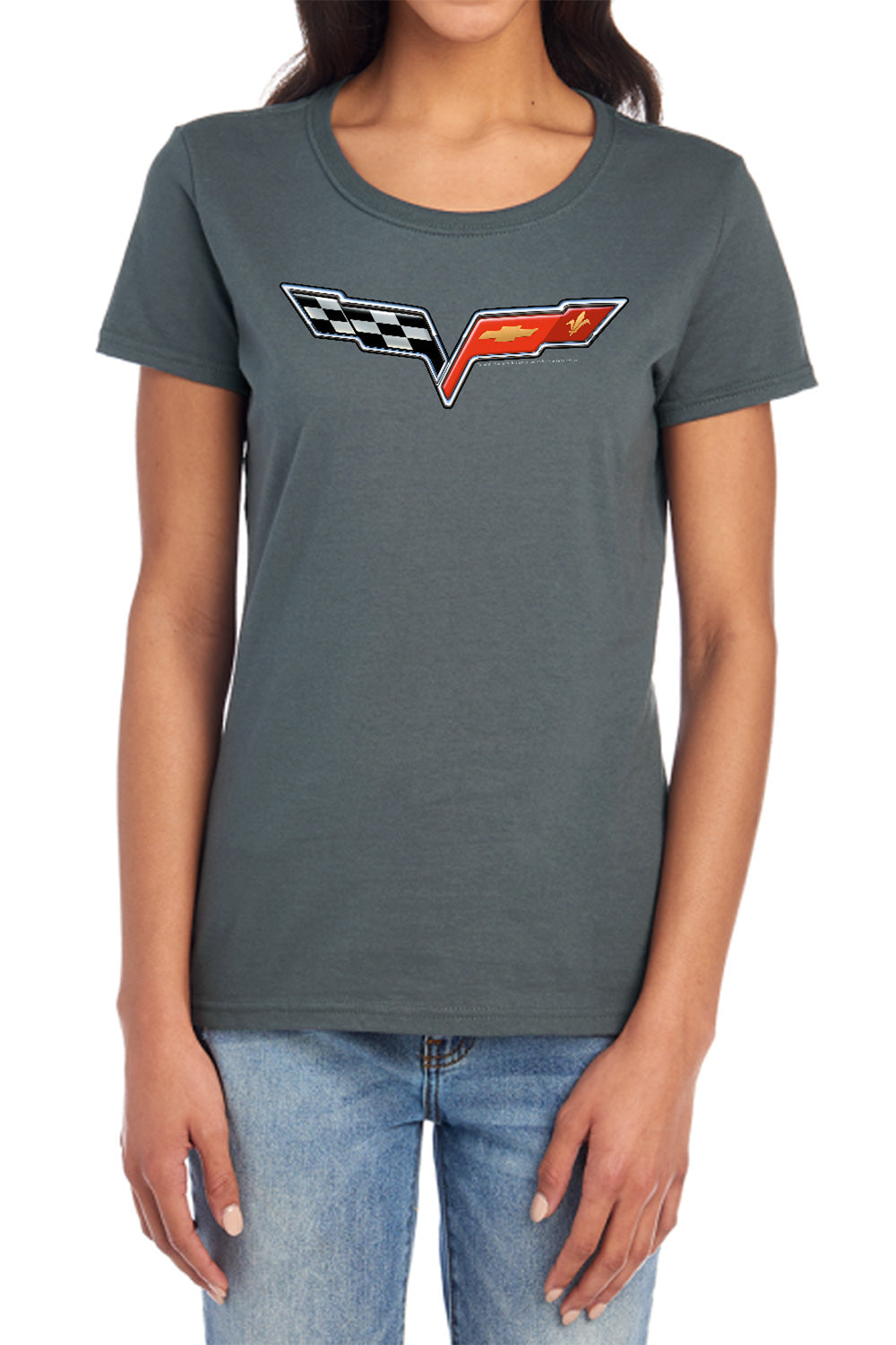 Chevrolet C6 Corvette Medallion - Women's Short Sleeve - Charcoal
