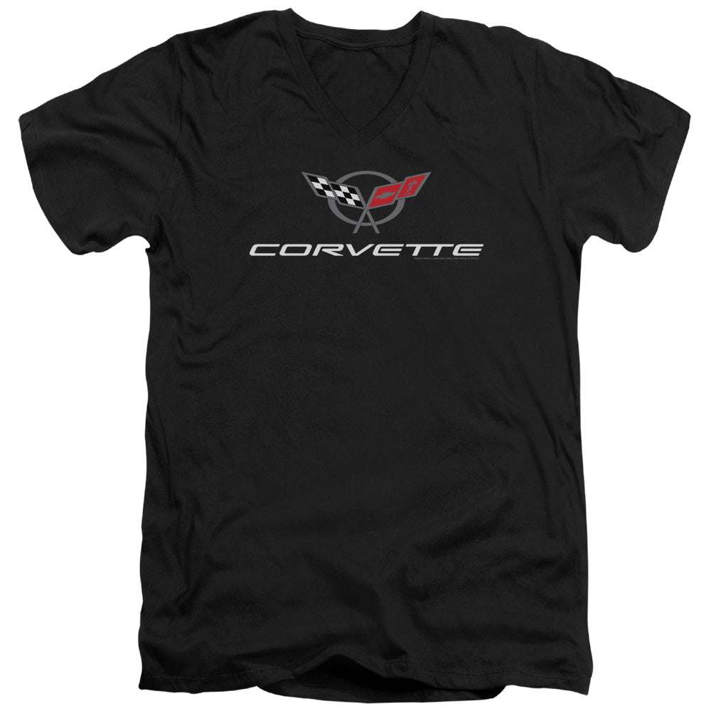 Chevrolet C5 Corvette Modern Emblem-Adult Slim Fit V Neck Cotton-Black