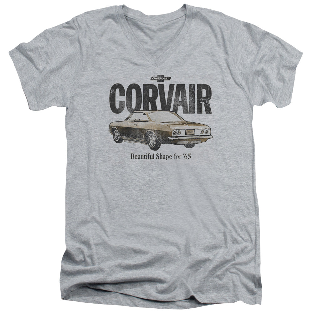 Chevrolet Retro Corvair-Adult Slim Fit V Neck Cotton-Athletic Heather