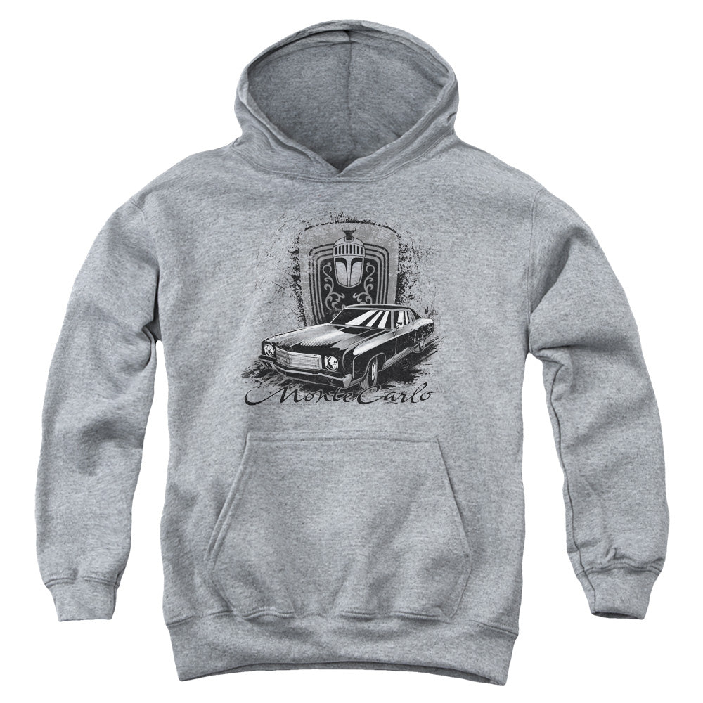 Chevrolet Monte Carlo Drawing-Youth Hooded Sweatshirt-Athletic Heather