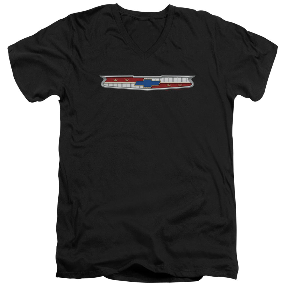 1956 Chevrolet Bel Air Emblem-Adult Slim Fit V Neck Cotton-Black