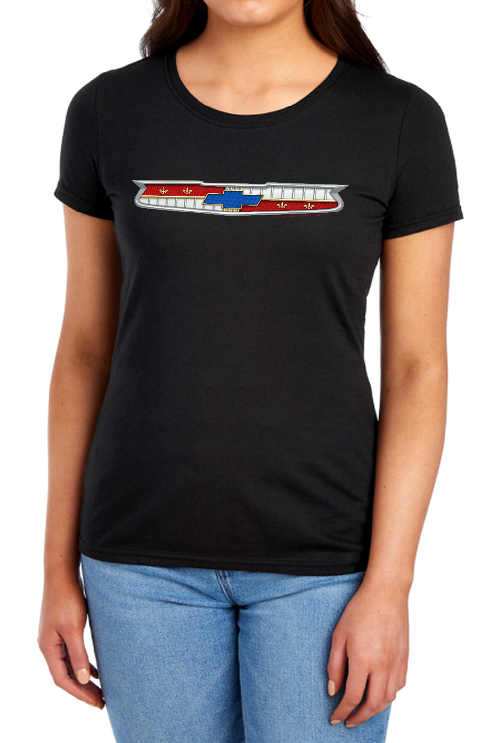 1956 Chevrolet Bel Air Emblem-Women's Short Sleeve-Black