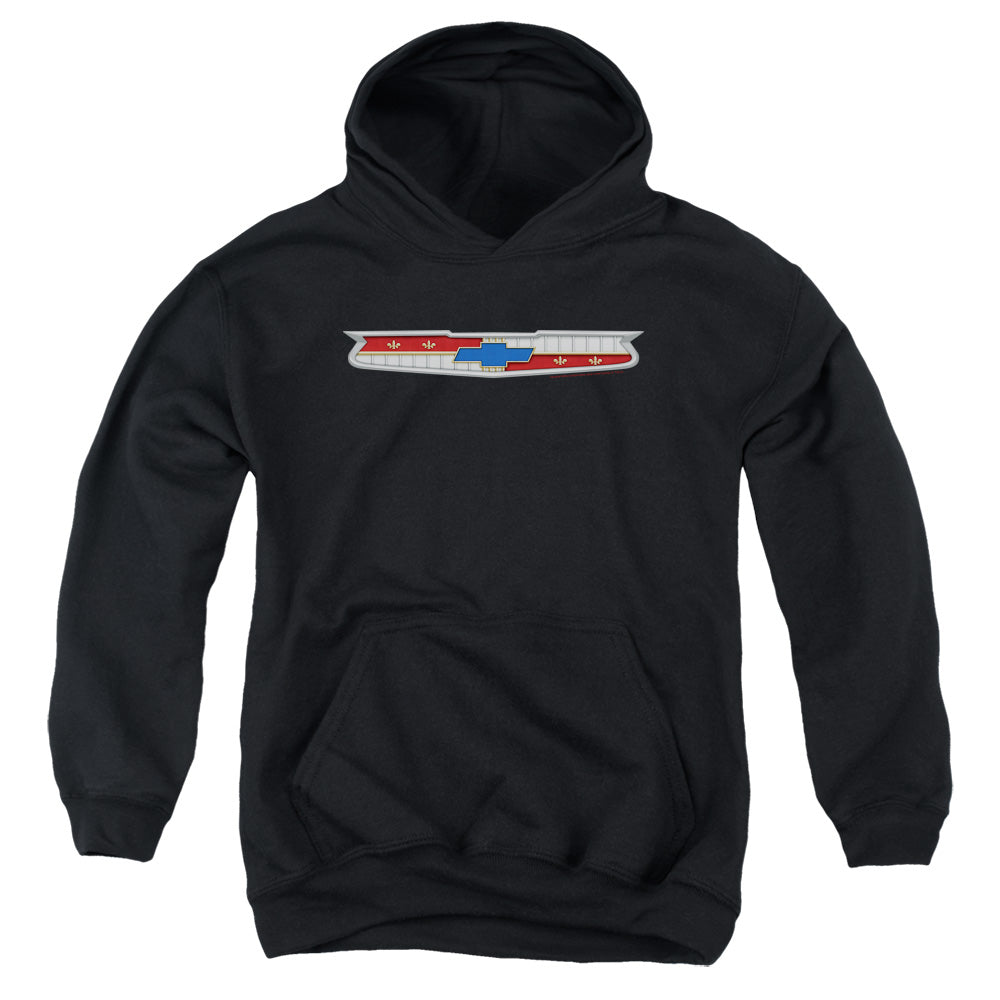 1956 Chevrolet Bel Air Emblem-Youth Hooded Sweatshirt-Black