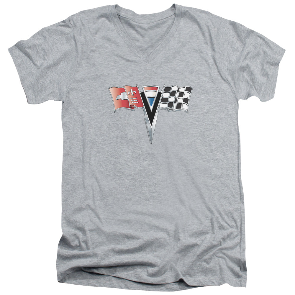Chevrolet C2 Corvette Nose Emblem-Adult Slim Fit V Neck Cotton-Athletic Heather