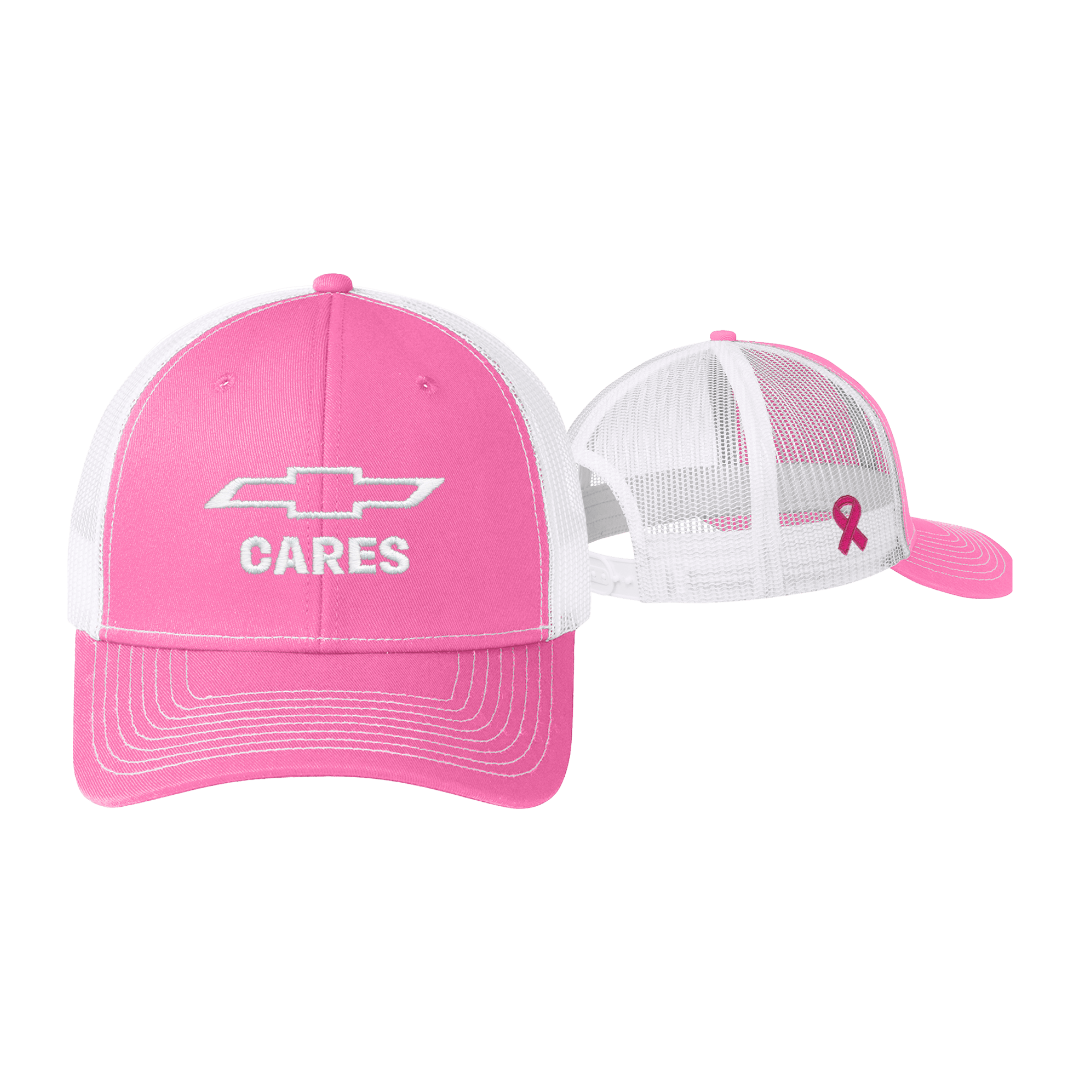 Chevy Cares Pink & White Mesh Breast Cancer Awareness Hat