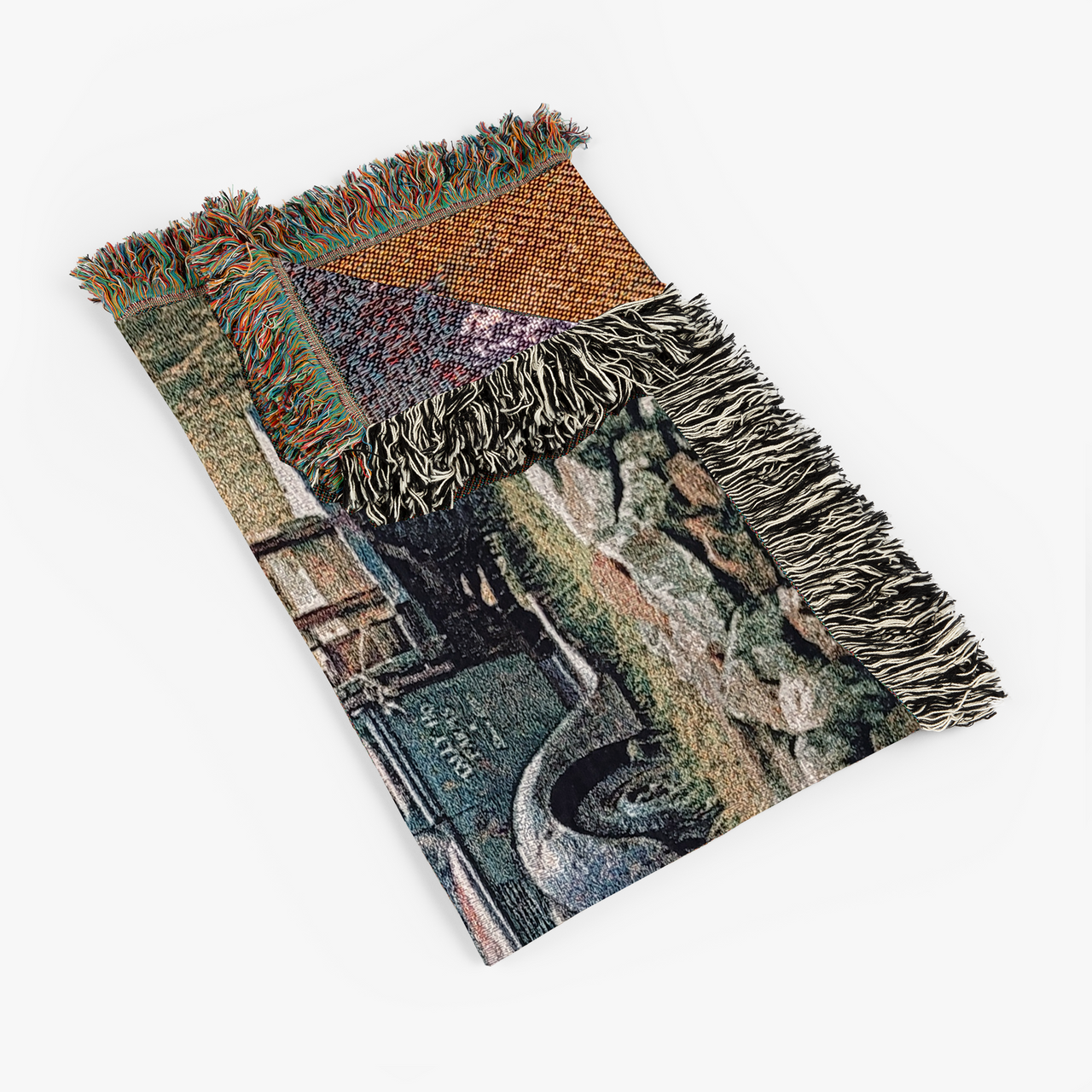 Truck, Barn and Horses Farm Scene by Renowned Artist Greg Giordano, 100% Cotton Woven Tapestry Blanket