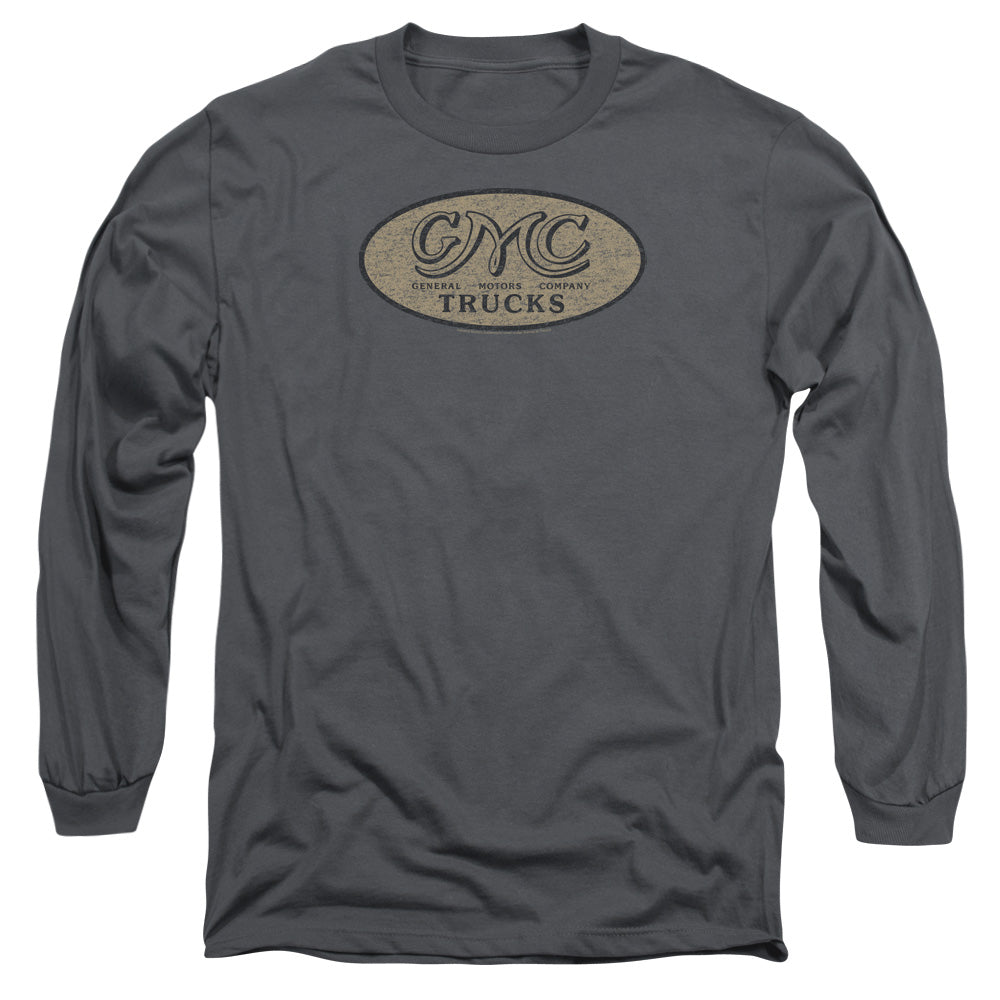 GMC Vintage Oval Logo Adult Long Sleeve Tee Charcoal