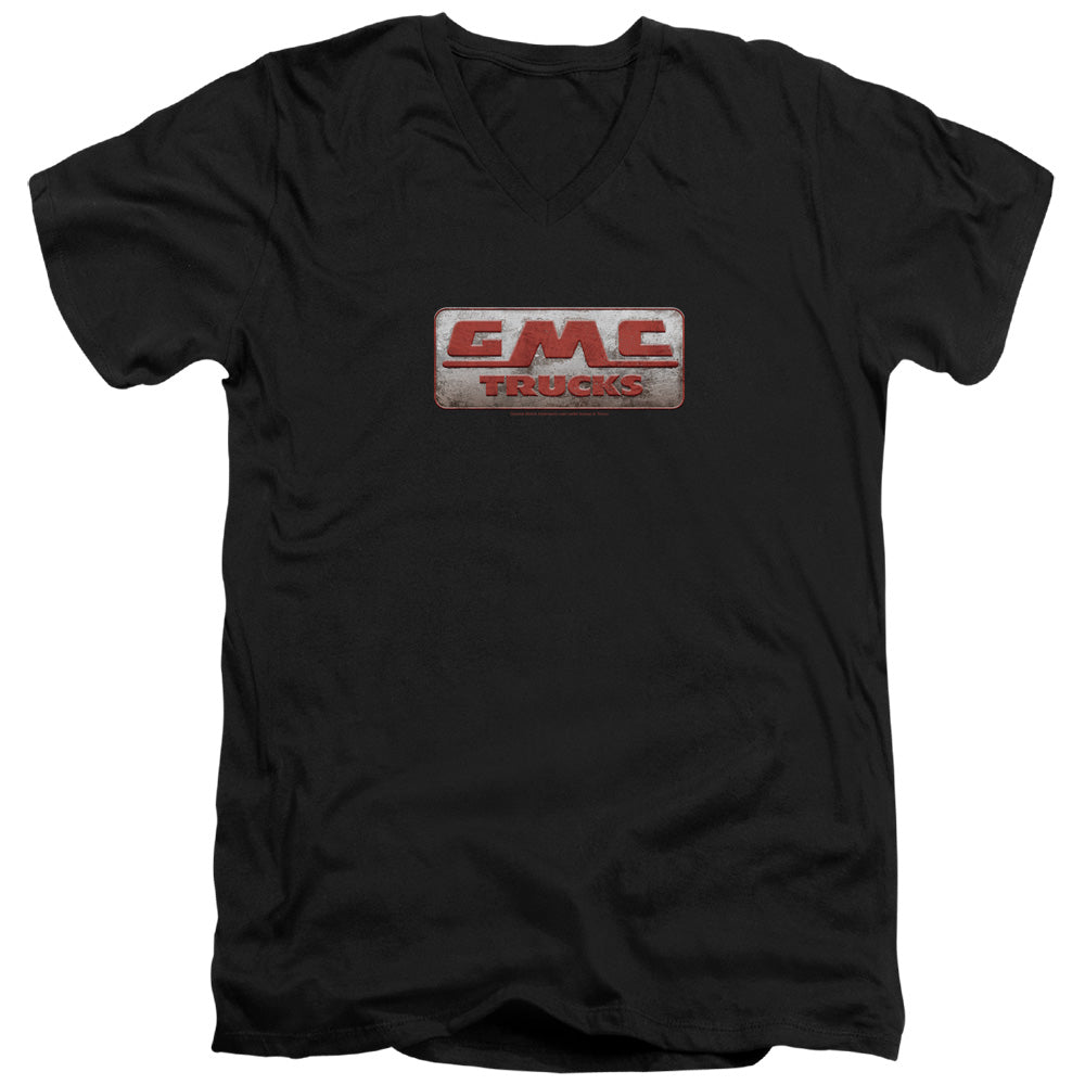 GMC Beat Up 1959 Logo Adult Slim Fit V-Neck Cotton Tee Black