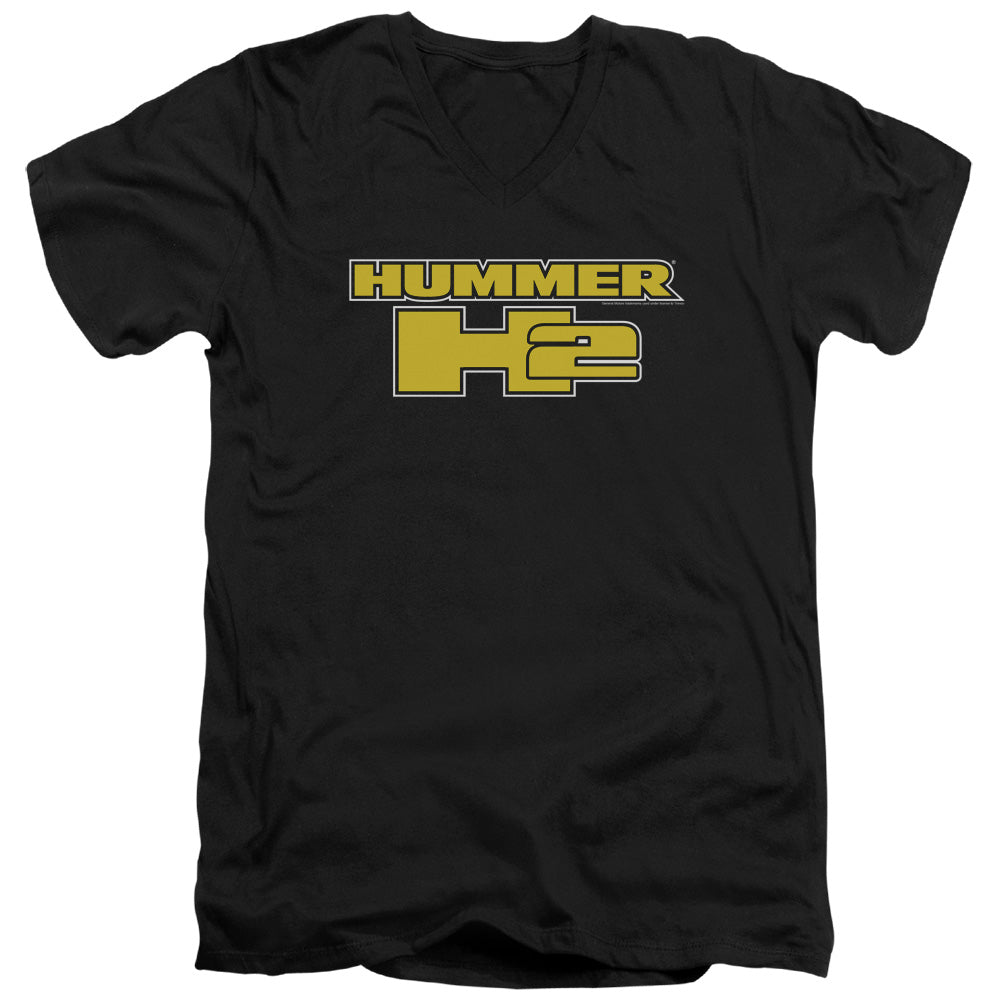 Hummer H2 Block Logo Adult Slim Fit V-Neck Cotton Tee Black