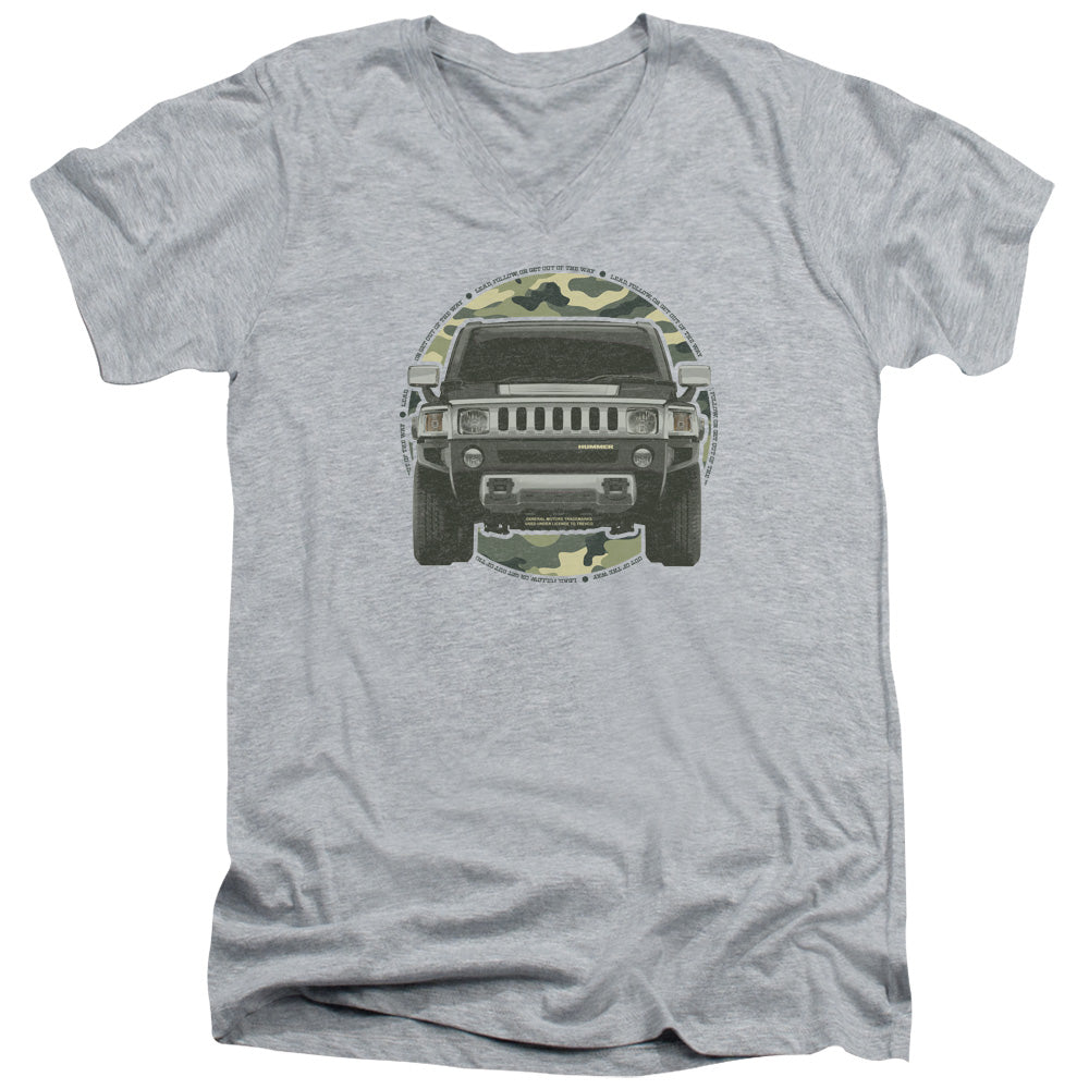 Hummer Lead or Follow Adult Slim Fit V-Neck Cotton - Athletic Heather