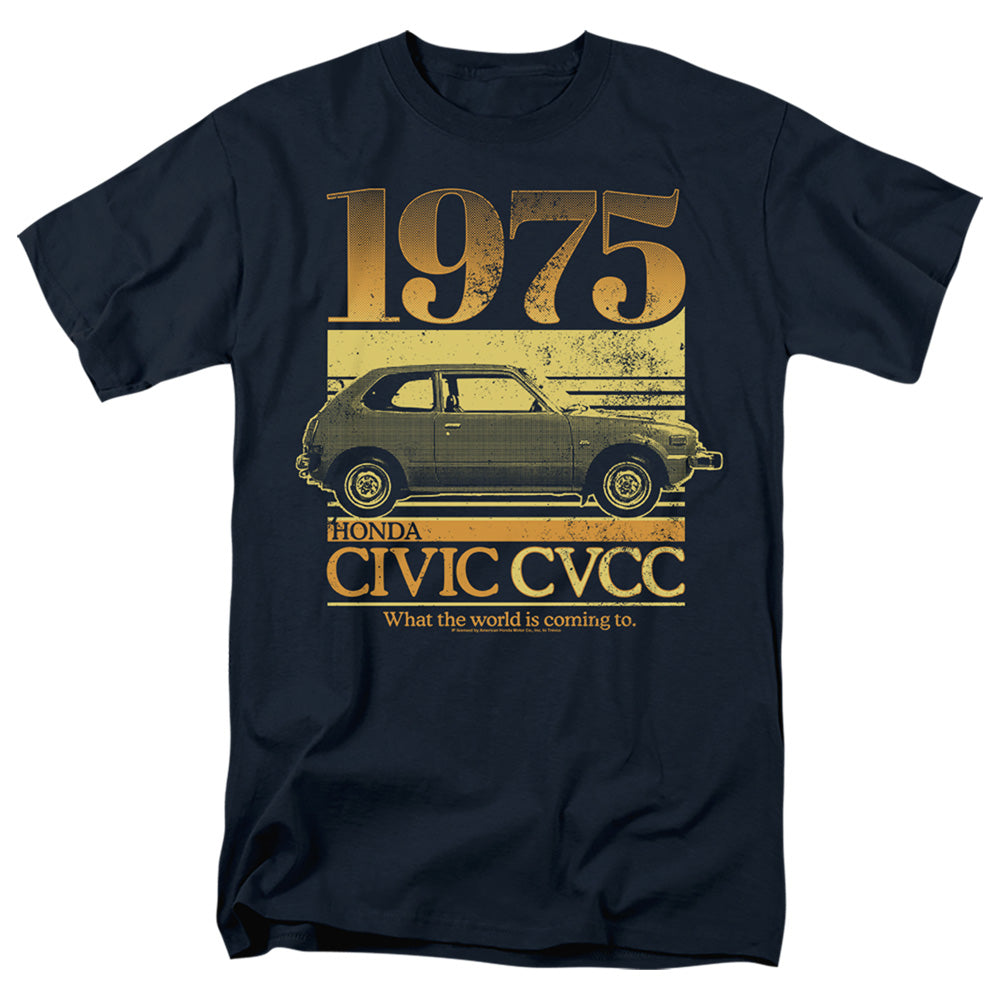 Honda Civic, What The World Is Coming To-Adult Regular Fit Short Sleeve-Navy