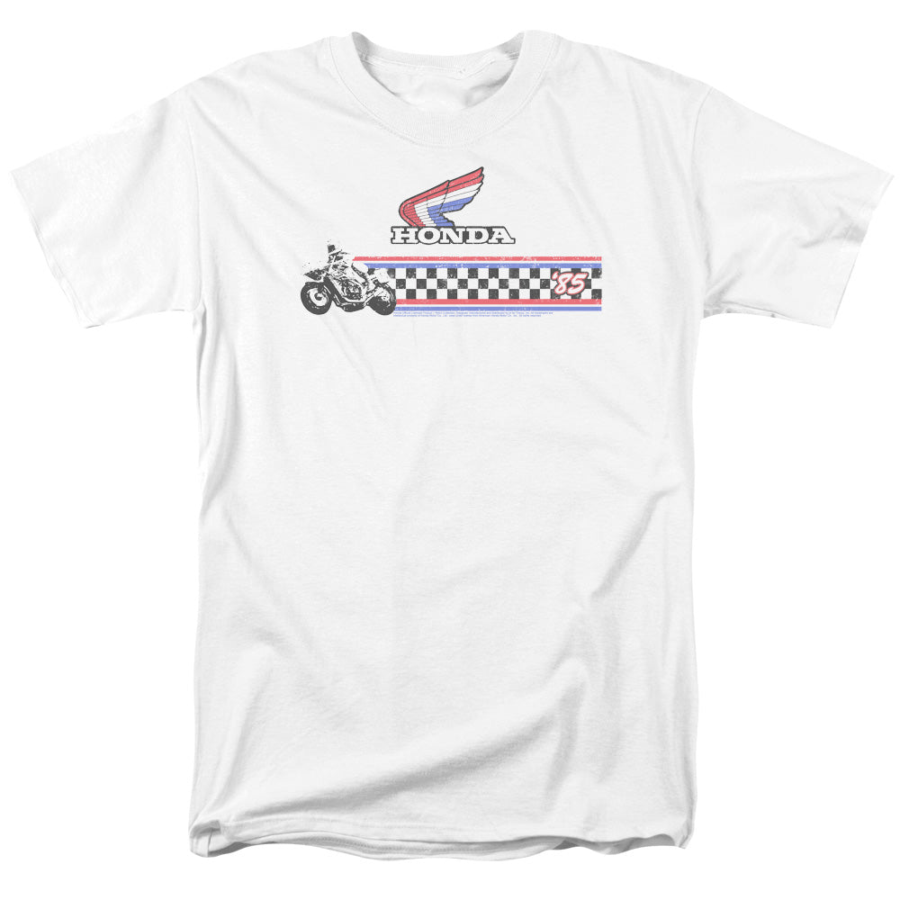 Honda 1985 Red White Blue-Adult Regular Fit Short Sleeve-White
